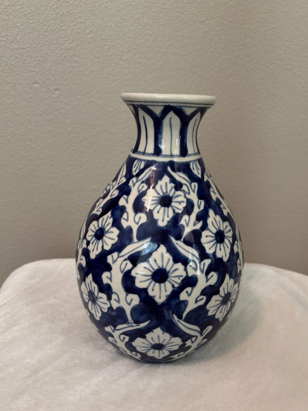 Blue and White Floral Ceramic Vase - Home Accents